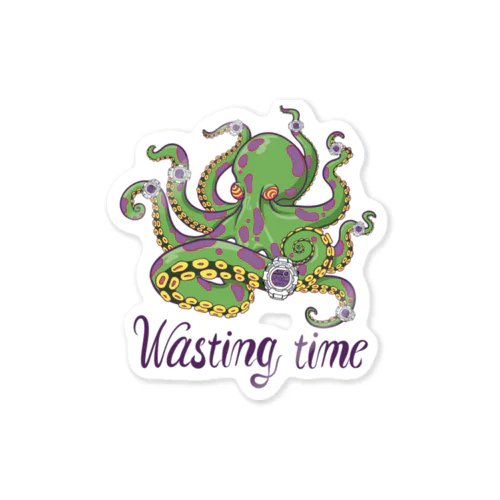 Wasting Time タコ ステッカー