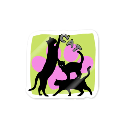 黒猫タワー(肉球) Sticker