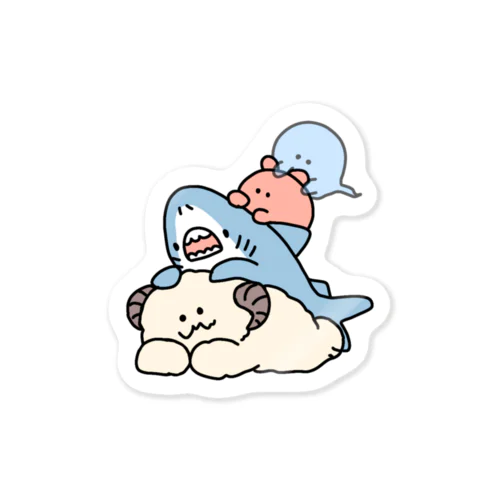 サメとメンダコとイエティとオバケ Sticker