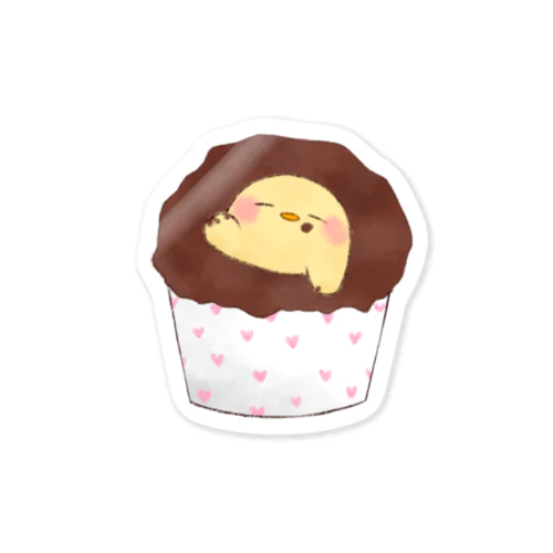 チョコカップケーキひよこ Sticker