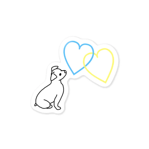 犬　ハート　Peace Sticker