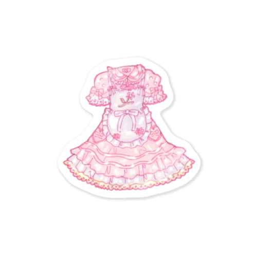 pink flower dress ステッカー Sticker