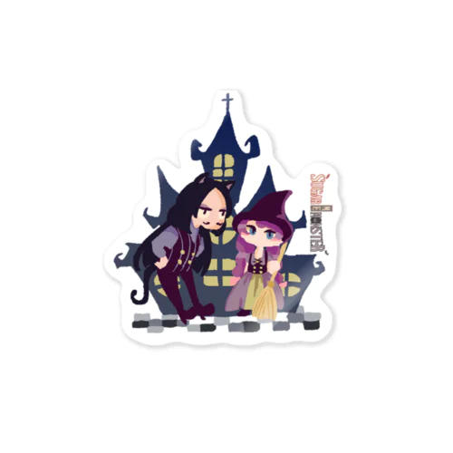 黒猫と魔女(ゴーストタウン) Sticker