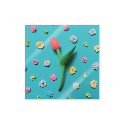 ピンクチューリップの春 Sticker