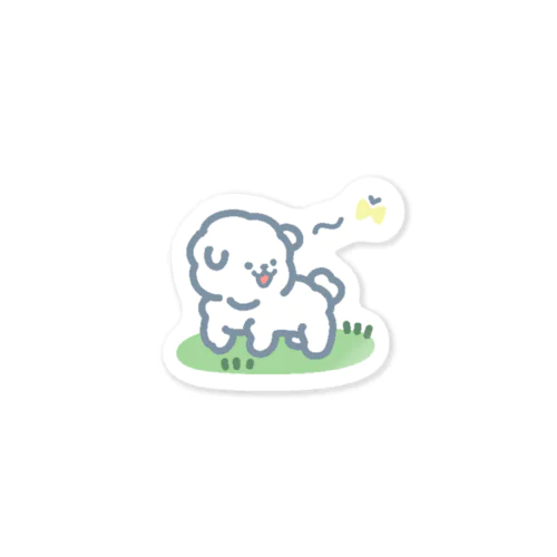 白くてポワポワな犬（ちょうちょ) Sticker