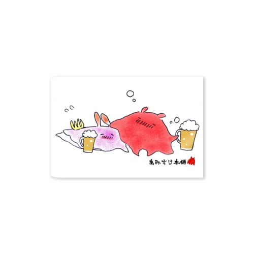 深海呑み（ウミウシ＆メンダコ）　ホワイト Sticker