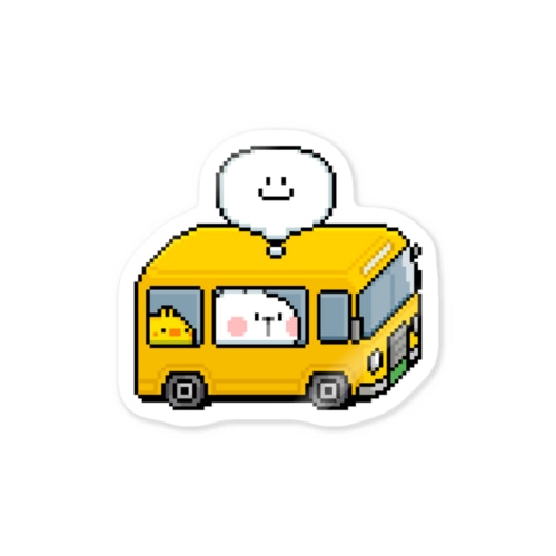 Spoiled Rabbit - Pixel Bus / あまえんぼうさちゃん -ドットアートバス Sticker