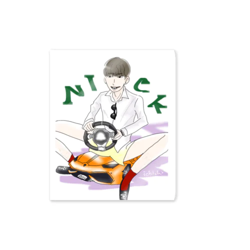 乱暴おにぎりを乗り回すニクガキ Sticker