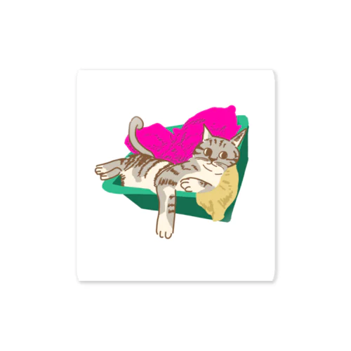 洗濯カゴねこちゃん Sticker