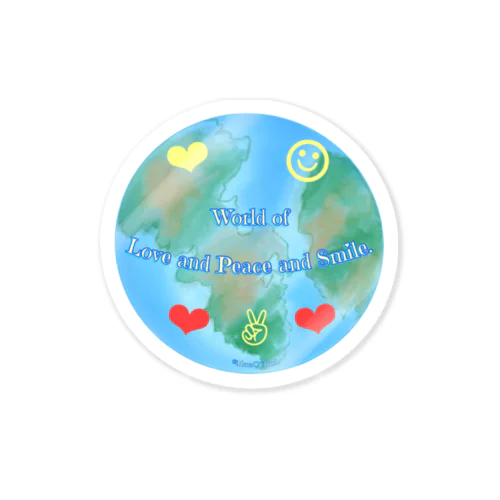 World of Love＆Peace＆SmileーBlueー ステッカー