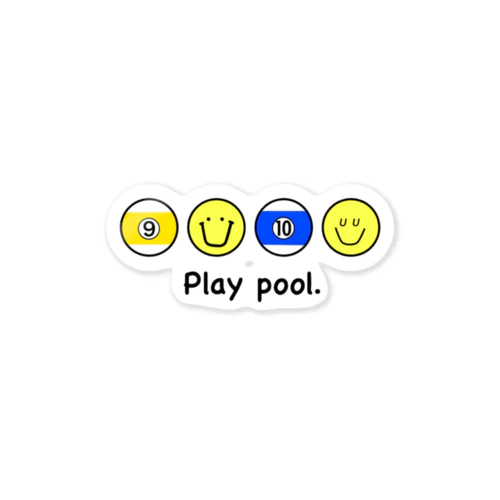 Play pool ⑨と⑩ ビリヤードデザイン。 Sticker