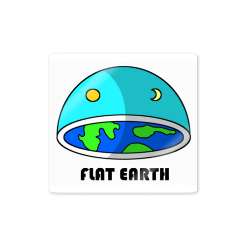 フラットアース　（FLAT　EARTH）白色背景 Sticker