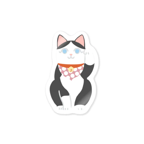 招き猫　ハチワレ Sticker