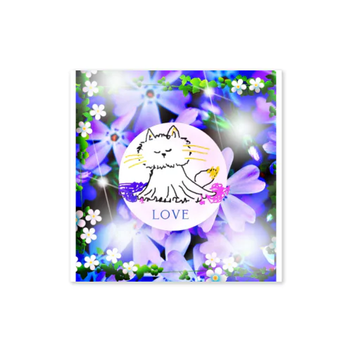 パープルフラワーLOVE Sticker