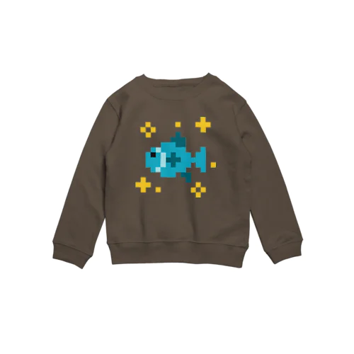 ドット絵おさかなブルー Crew Neck Sweatshirt