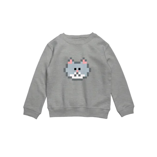 ドットハチワレ猫グレー Crew Neck Sweatshirt