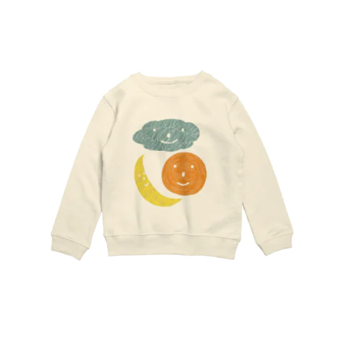 cloud,sun,moon Crew Neck Sweatshirt