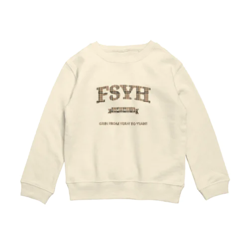 College logo Crew sweat for KIDS(beige plaid) Crew Neck Sweatshirt