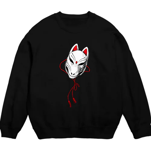 狐面祝言柄_白面 Crew Neck Sweatshirt