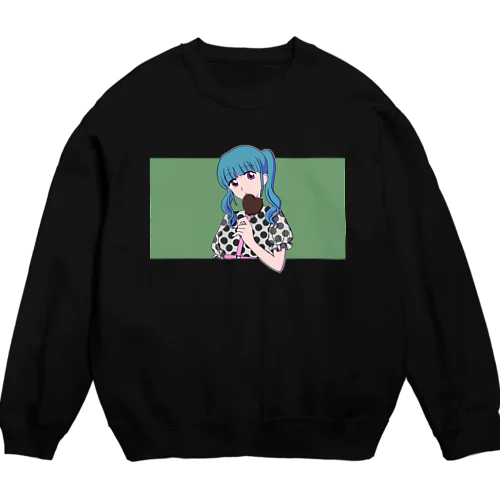 水色髪の女の子(グリーン) Crew Neck Sweatshirt