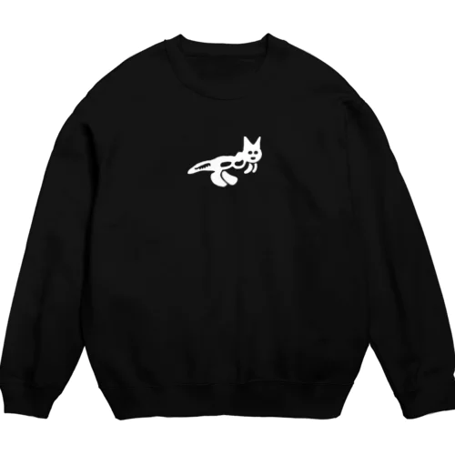 ナスカの地上絵の猫　白ナスカネコ Crew Neck Sweatshirt