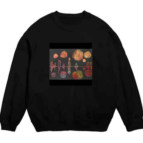 花火(黒) Crew Neck Sweatshirt