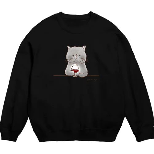 猫のワインちゃん Crew Neck Sweatshirt