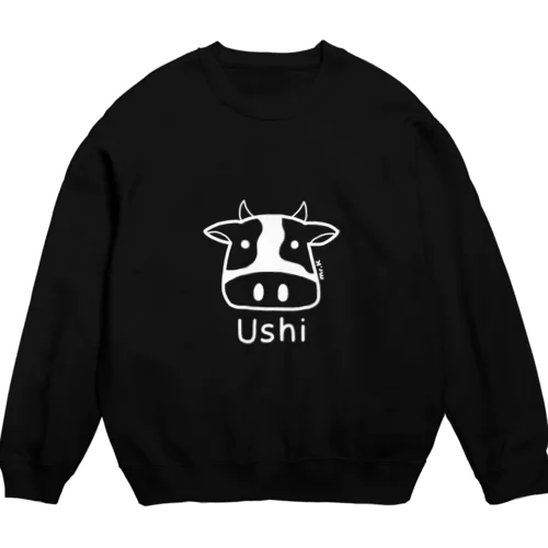 Ushi (牛) 白デザイン Crew Neck Sweatshirt