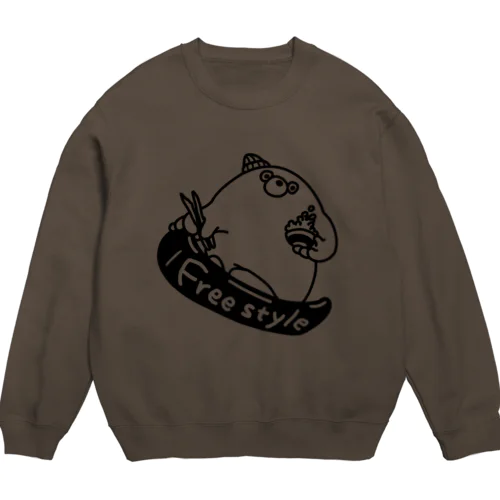 freestyleスノボビザ君 Crew Neck Sweatshirt