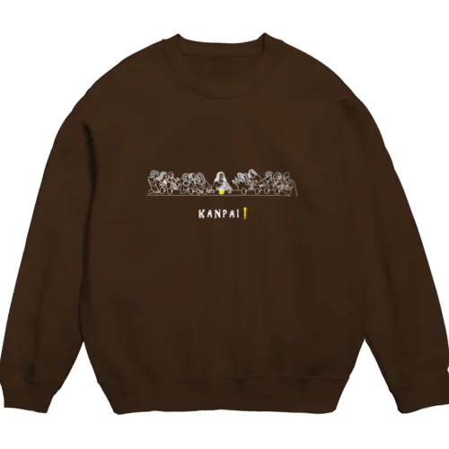 名画 × BEER（最後の晩餐）白線画 Crew Neck Sweatshirt