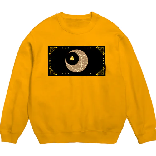 オリエンタル風　月とななつ星　黒背景　横額縁バージョン Crew Neck Sweatshirt