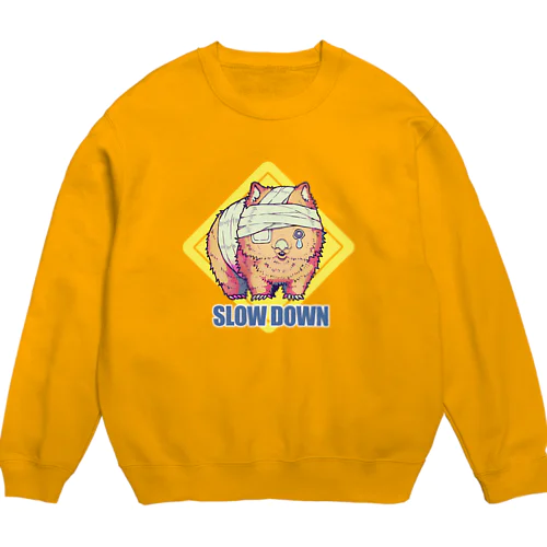SLOW DOWN イエロー Crew Neck Sweatshirt