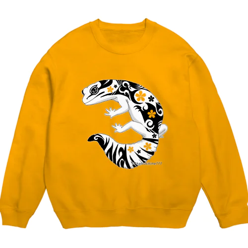 桜トライバル ニシアフリカトカゲモドキ透過 Crew Neck Sweatshirt