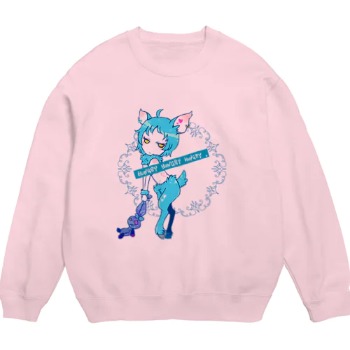 シカの嬢BLUE Crew Neck Sweatshirt