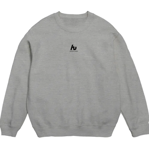 んぱんぱ「ん」 スウェット　(ロゴ黒2) Crew Neck Sweatshirt