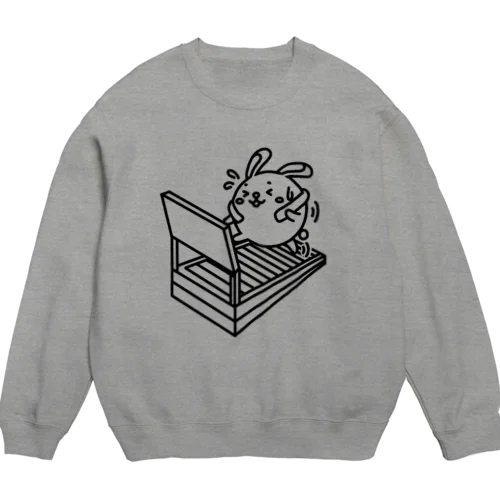 ウサコロまる・ランニングマシン（線画：黒バージョン） Crew Neck Sweatshirt