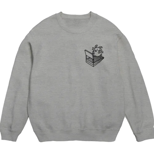 ウサコロまる・ランニングマシン（小）（線画：黒バージョン） Crew Neck Sweatshirt