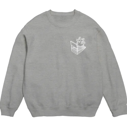 ウサコロまる・ランニングマシン（小）（線画：白バージョン） Crew Neck Sweatshirt