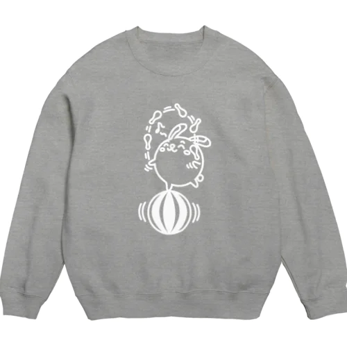 ウサコロまる・ジャグリング２（線画：白バージョン） Crew Neck Sweatshirt