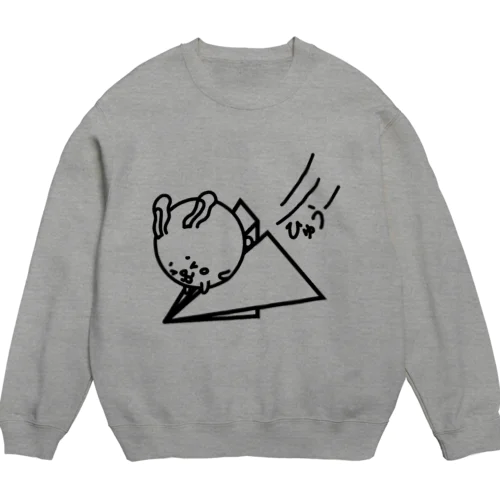 ウサコロまる・紙飛行機（線画：黒バージョン） Crew Neck Sweatshirt