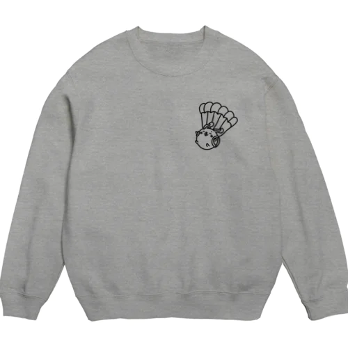 ウサコロまる・パラシュートで降下（小）（線画：黒バージョン） Crew Neck Sweatshirt