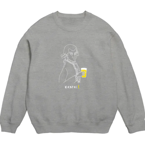 偉人 × BEER（モーツァルト）白線画 Crew Neck Sweatshirt