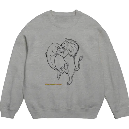 イルカとライオン Crew Neck Sweatshirt