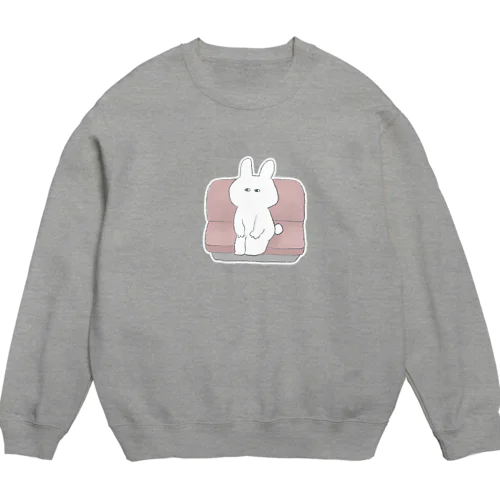 急行電車に乗り、最寄りで降りられないうさぎ Crew Neck Sweatshirt