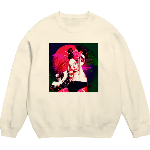 花魁（夕焼け） Crew Neck Sweatshirt