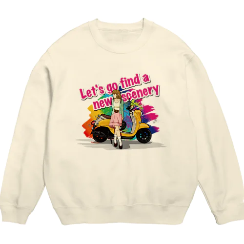 原付女子 Crew Neck Sweatshirt