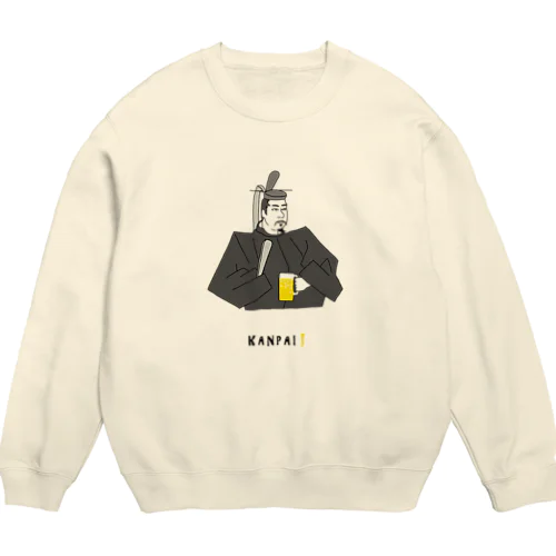 偉人 × BEER（源頼朝）黒線画 Crew Neck Sweatshirt