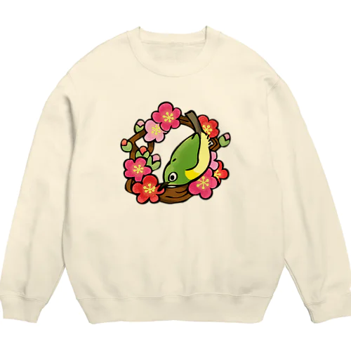 メジロと梅 Crew Neck Sweatshirt