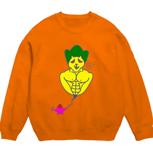 ランプから飛び出した可愛いネコちゃん Crew Neck Sweatshirt