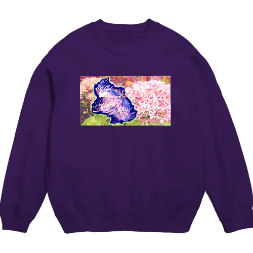 ハナガサクラゲとアジサイ Crew Neck Sweatshirt